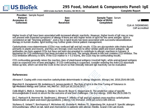 295 Food, Inhalant & Components IgE 4