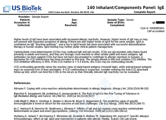 140 InhalantComponents Panel IgE 4